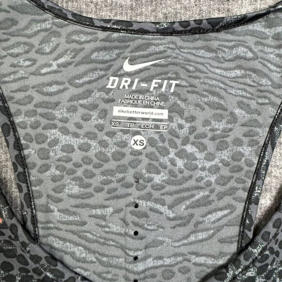 Nike Dri-Fit Womens XS Racerback Tank Top With Animal Print Black Orange Womens‎ - Picture 5 of 5